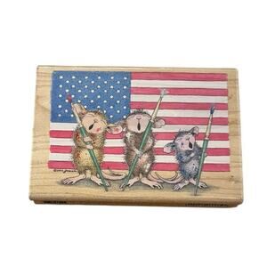 House Mouse Show Your Colors wood rubber stamp Stampabilities patriotic HMLK1006